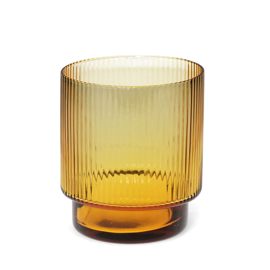 Retro ribbed glass tumbler 325ml - Amber
