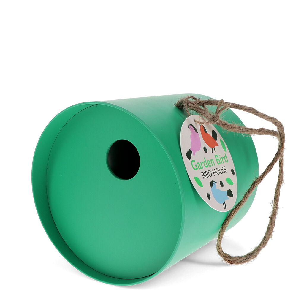 Round bamboo fibre birdhouse - Green