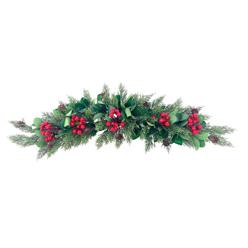 Arco Navidad Pino/Berr Plást.Rojo, 68Cm(20Cm)