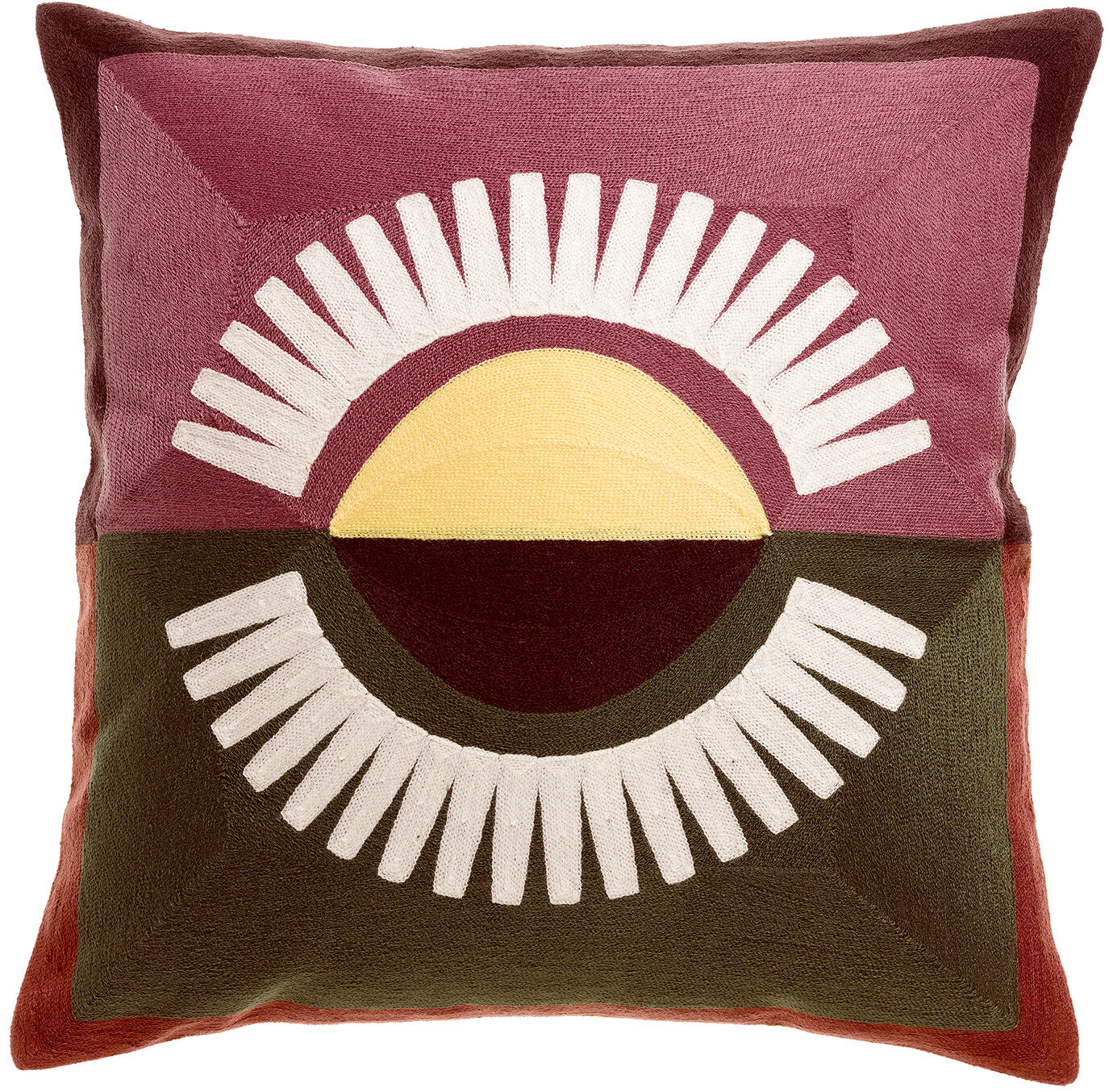 Coussin brodé Eol Bordeaux 45 x 45