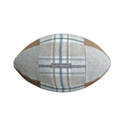 Rugby Ball Cushion - Apsley - Natural Cotton Gift Bag