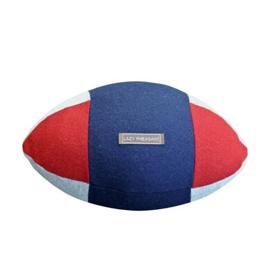 Rugby Ball Cushion - Rugby Union Jack - Natural Cotton Gift Bag