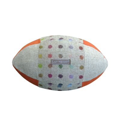Rugby Ball Cushion - Spot On - Natural Cotton Gift Bag