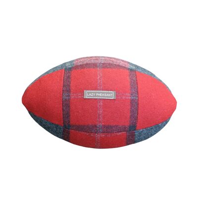 Rugby Ball Cushion - Oak - Natural Cotton Gift Bag