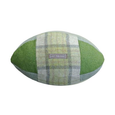 Rugby Ball Cushion - Emerald - Natural Cotton Gift Bag