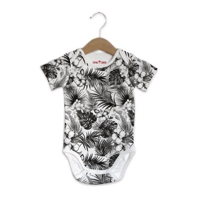 Body - Tropical Blanco y Negro - Mangas Cortas