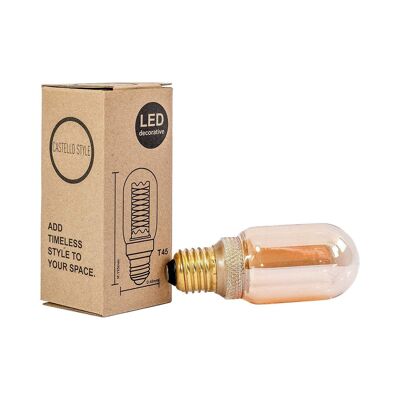 Gold Tubular LED Filament 3.5W E27 ES Screw Cap Dimmable