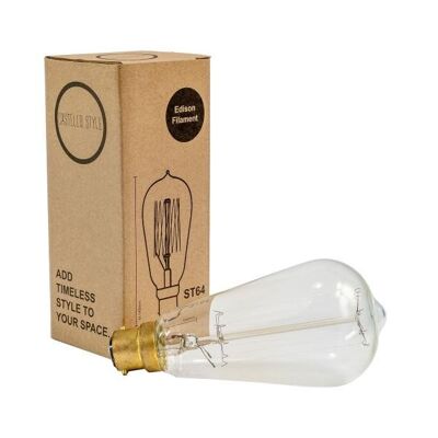 Gold Pear Carbon Filament Bulb 60 watt B22 Bayonet Dimmable