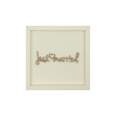 Just married - frame card wooden lettering