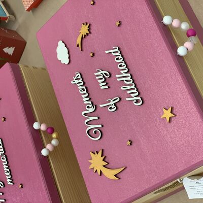 Memory box "Childhood memories", pink