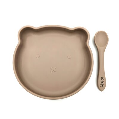 My Teddy Plate & Spoon - Taupe