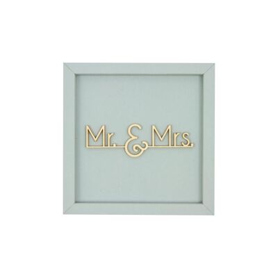 Mr & Mrs - scritta in legno con cornice