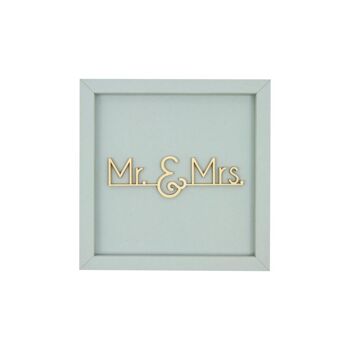 Mr & Mrs - cadre carte bois lettrage 1