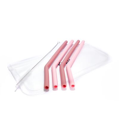 My Straw Set & Cleaner en rose poudré/ rose tendre