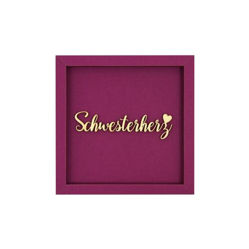 Schwesterherz - Rahmen Karte Holzschriftzug