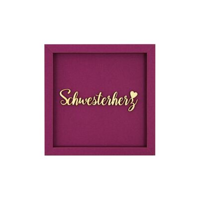 Schwesterherz - Rahmen Karte Holzschriftzug