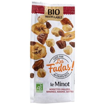 FRUITS SECS / MIX LE MINOT BIO 7x145G (noisettes, bananes, raisins, dattes) 1