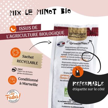 FRUITS SECS / MIX LE MINOT BIO 7x145G (noisettes, bananes, raisins, dattes) 4