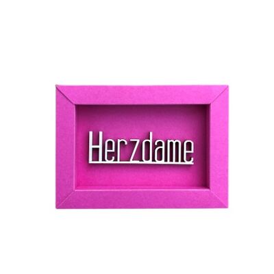 Herzdame - Rahmen Karte Holzschriftzug Magnet