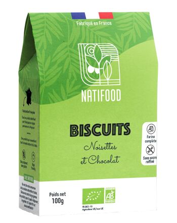 Biscuits Noisettes et Chocolat 100g BIO 2