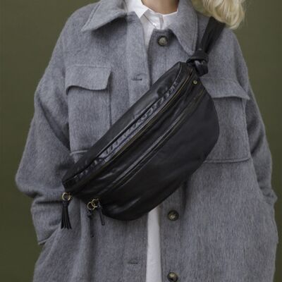 Jada Leather bum bag Black
