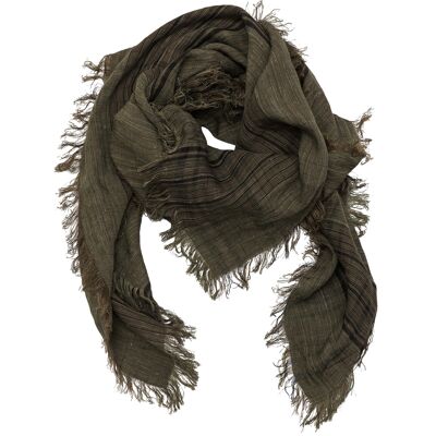 Mila checked linen-silk scarf olive