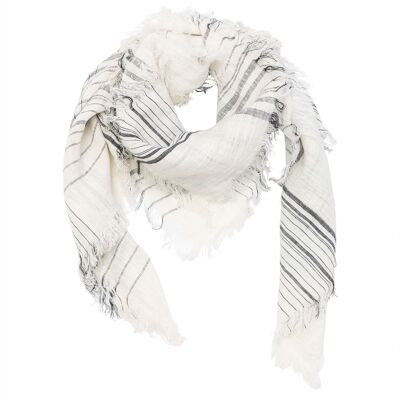 Mila checked linen-silk scarf natural