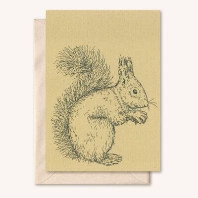 Carte durable + enveloppe | Écureuil animal | noyer