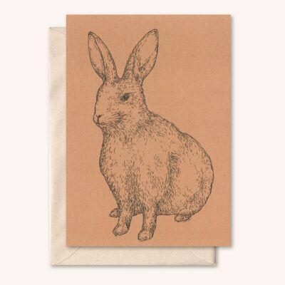 Tarjeta + sobre sostenible | Conejo animal | Durazno