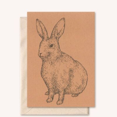 Sustainable card + envelope | Animal Rabbit | Peach