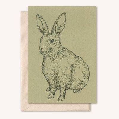 Sustainable card + envelope | Animal Rabbit | Sage