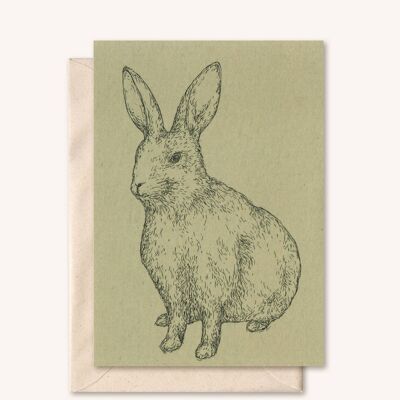 Nachhaltige Karte + Umschlag | Tier Kaninchen | Weise