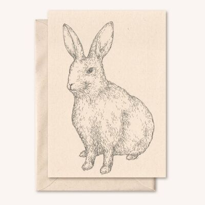 Nachhaltige Karte + Umschlag | Tier Kaninchen | Holunder