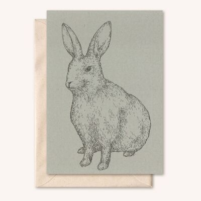 Tarjeta + sobre sostenible | Conejo animal | abeto blanco