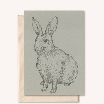 Nachhaltige Karte + Umschlag | Tier Kaninchen | Weißtanne