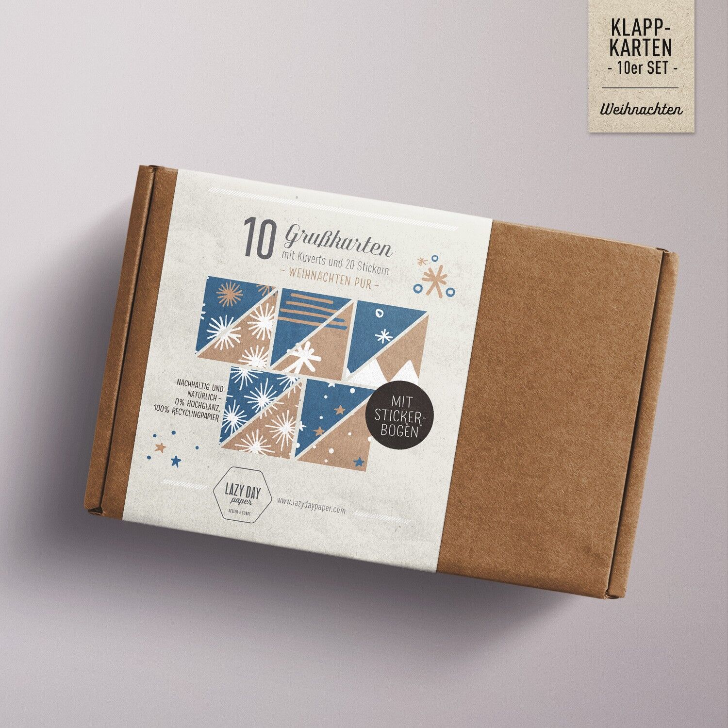 Set di 10 biglietti di Natale comprensivi di buste e fogli adesivi