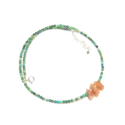Green Turquoise And Sunstone Necklace Silver 925