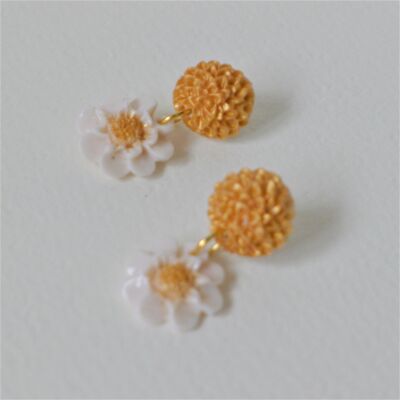 Pretty Floral Dangle Earrings (Gold and Single Flower)