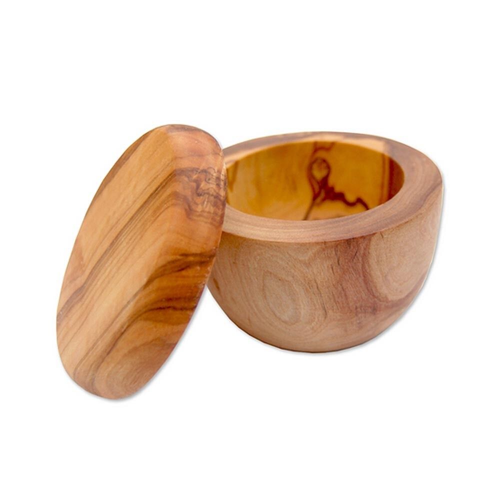 Barattolo da barba con coperchio, legno d'ulivo