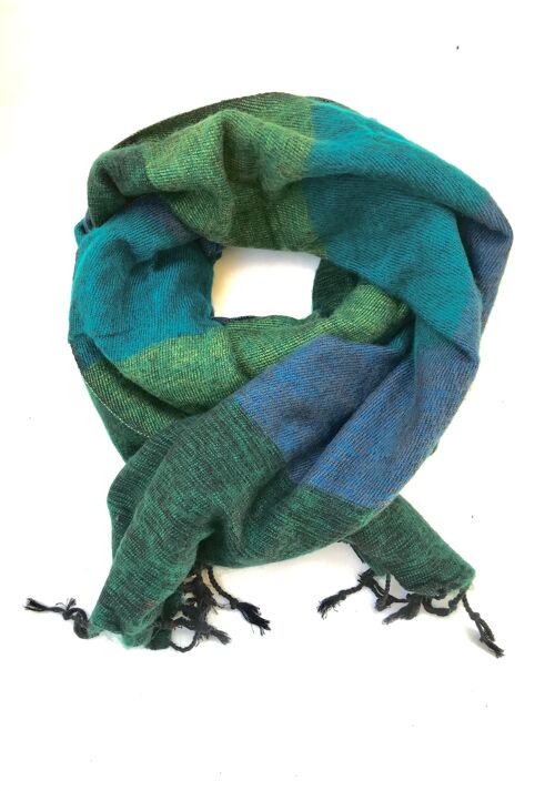 Yak Wool Scarf | Handwoven | 190x75 | Petrol-Green | fairtrade