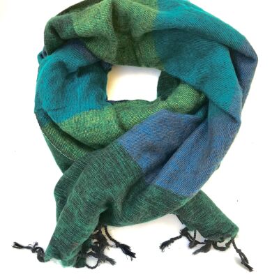 Yak Wool Scarf | Handwoven | 190x75 | Petrol Green | fair trade