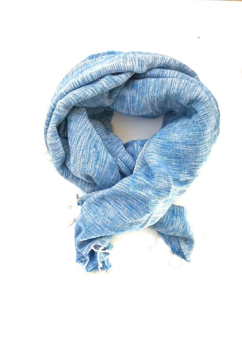 Yak Wool Scarf | Handwoven | 190x75 | Licht blauw | fairtrade