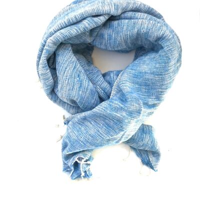 Bufanda de lana de yak | Tejido a mano | 190x75 | azul claro | comercio justo