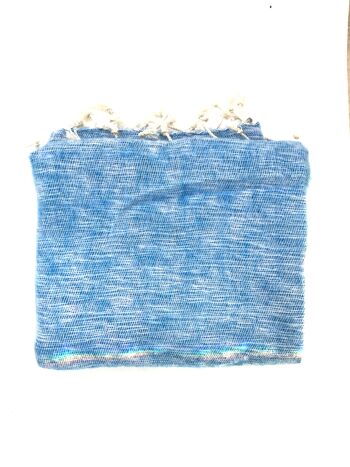Écharpe en laine de yak | Tissé à la main | 190x75 | Bleu clair | commerce équitable 2