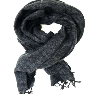 Yak wool scarf | Handwoven | 190x75| Anthracite gray | fairtrade