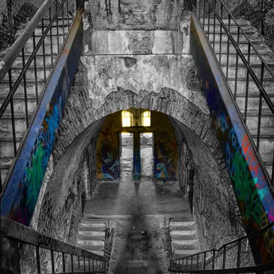 Twin stairs - Poster, 100 cm x 70 cm