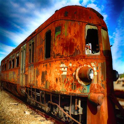 Rust train - Canvas, 100 cm x 70 cm