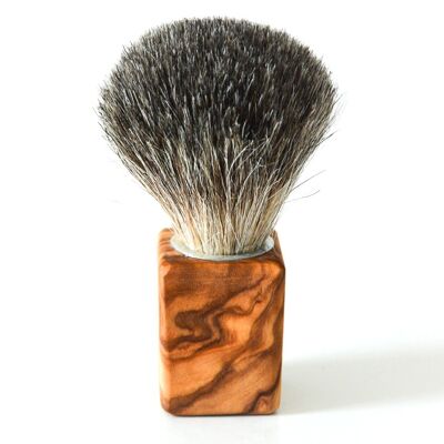 Shaving brush CUBUS with handle made of olive wood, badger hair