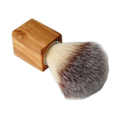 Shaving brush CUBUS with handle made of olive wood, vegan synthetic hair