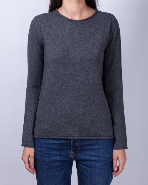 Crew neck jumper with a rolled finish -2